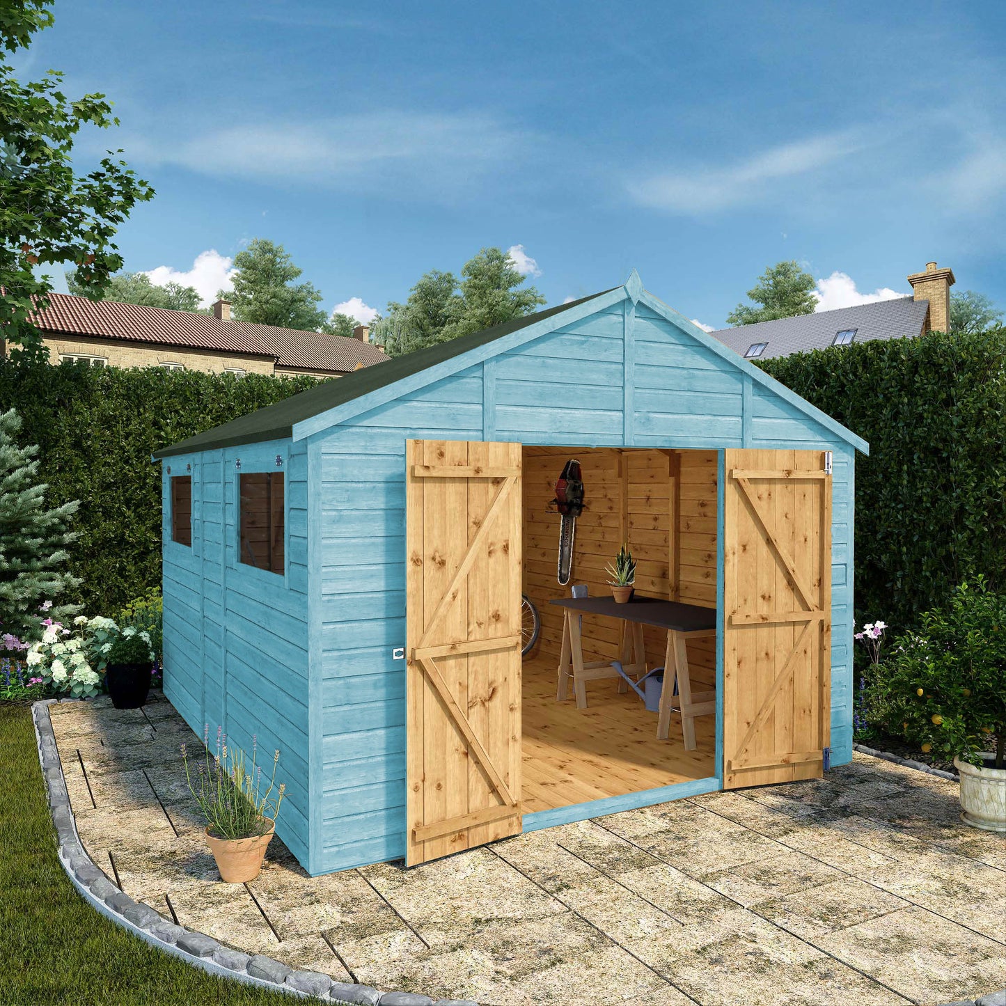 12 x 10 Ready Painted Premium Shiplap Apex Workshop