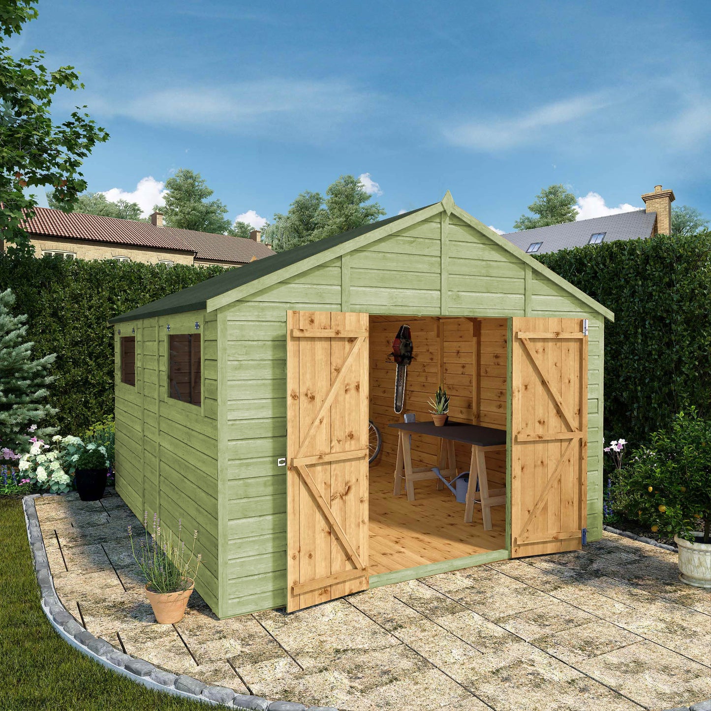 12 x 10 Ready Painted Premium Shiplap Apex Workshop