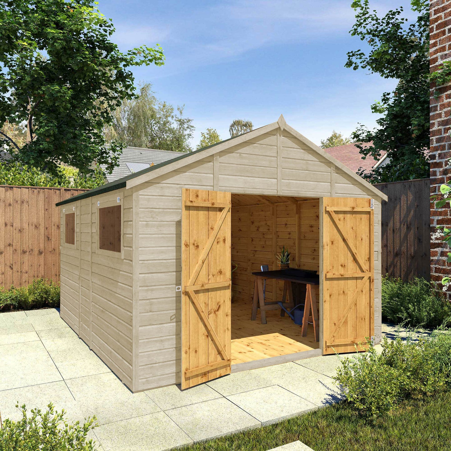 12 x 10 Ready Painted Premium Shiplap Apex Workshop