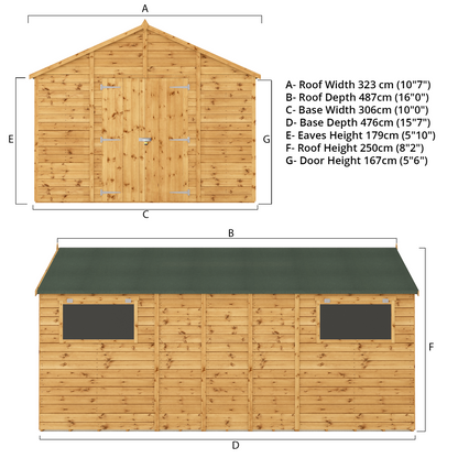 16 x 10 Premium Shiplap Apex Workshop