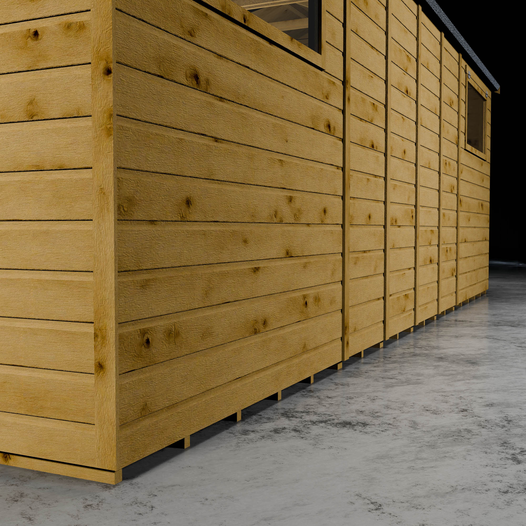 Wooden shiplap apex with two styrene windows 