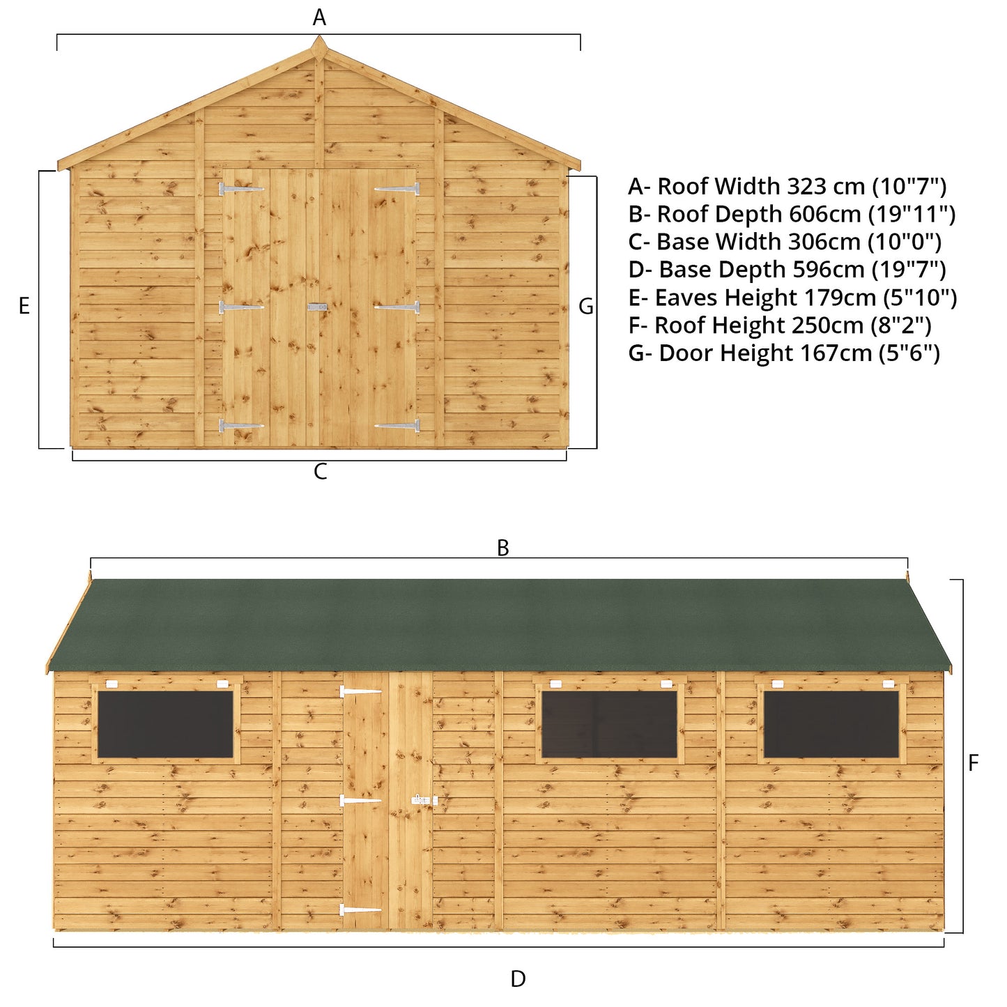 20 x 10 Ready Painted Premium Shiplap Apex Workshop