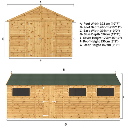 20 x 10 Ready Painted Premium Shiplap Apex Workshop