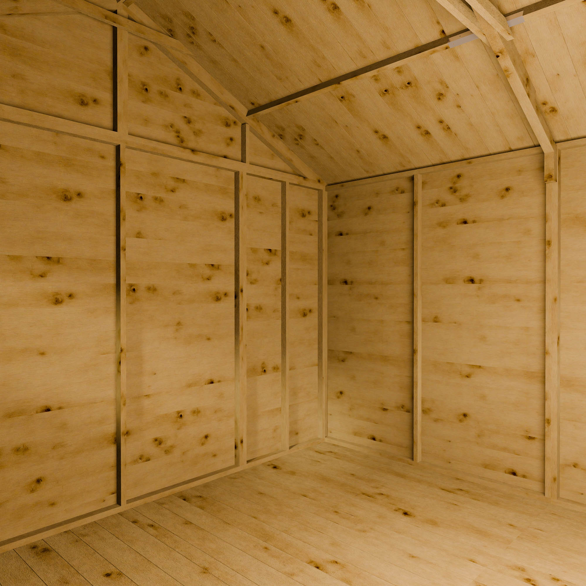 Wooden interior of a shed 