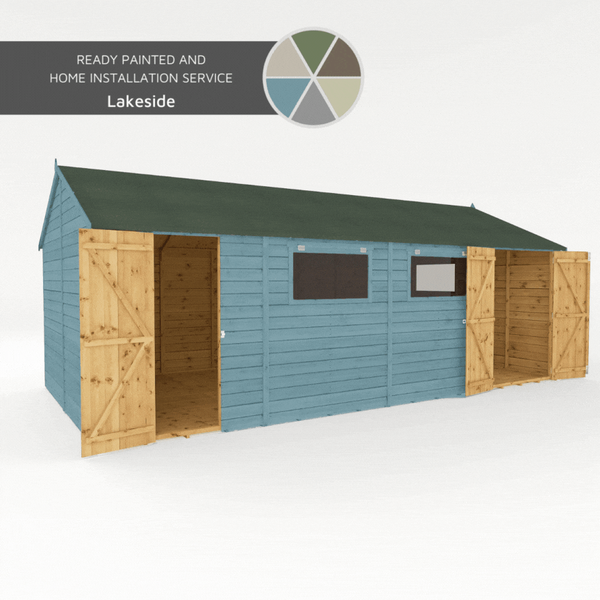 A gif of a shed painted in a variety of colours