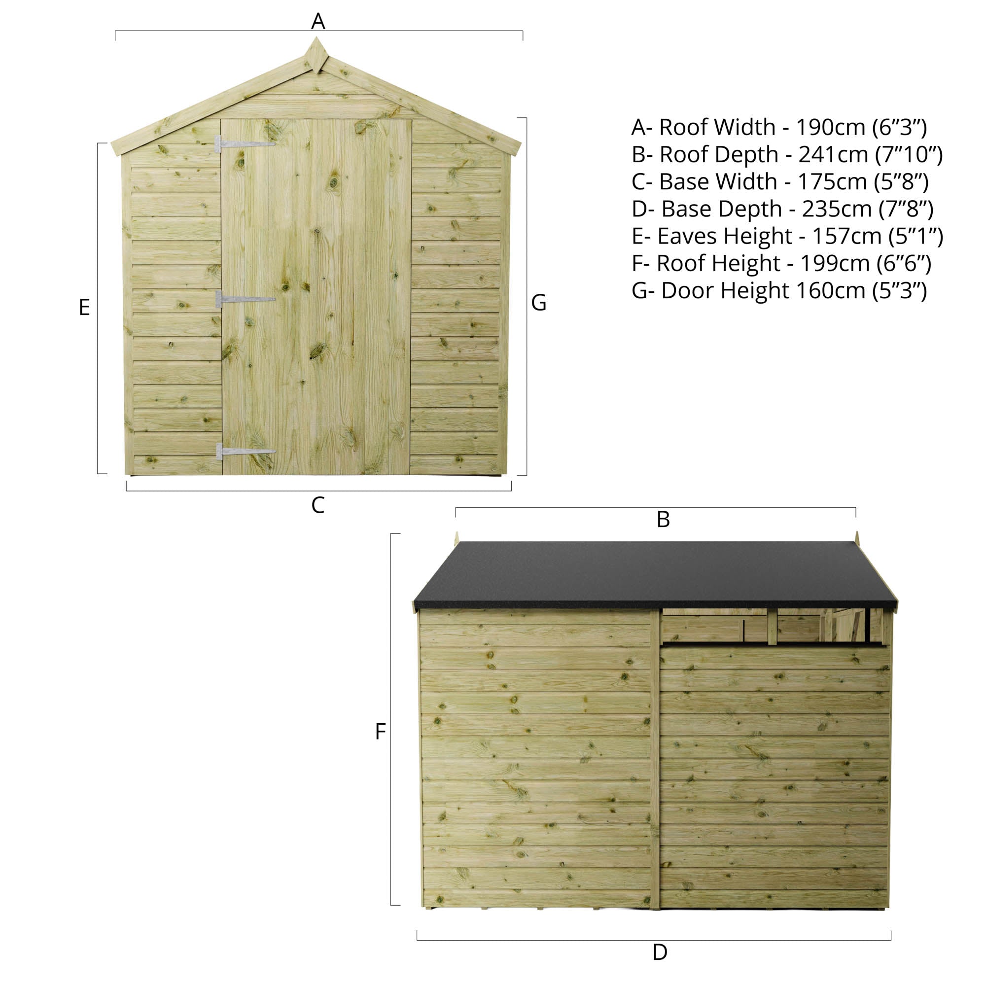 8 x 6 Security Shiplap Apex Wooden Shed – Waltons
