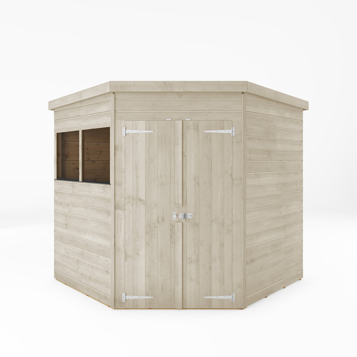 Refurbished Driftwood 7 x 7 Shiplap Corner Shed