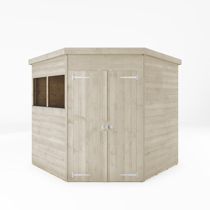 Refurbished Driftwood 7 x 7 Shiplap Corner Shed