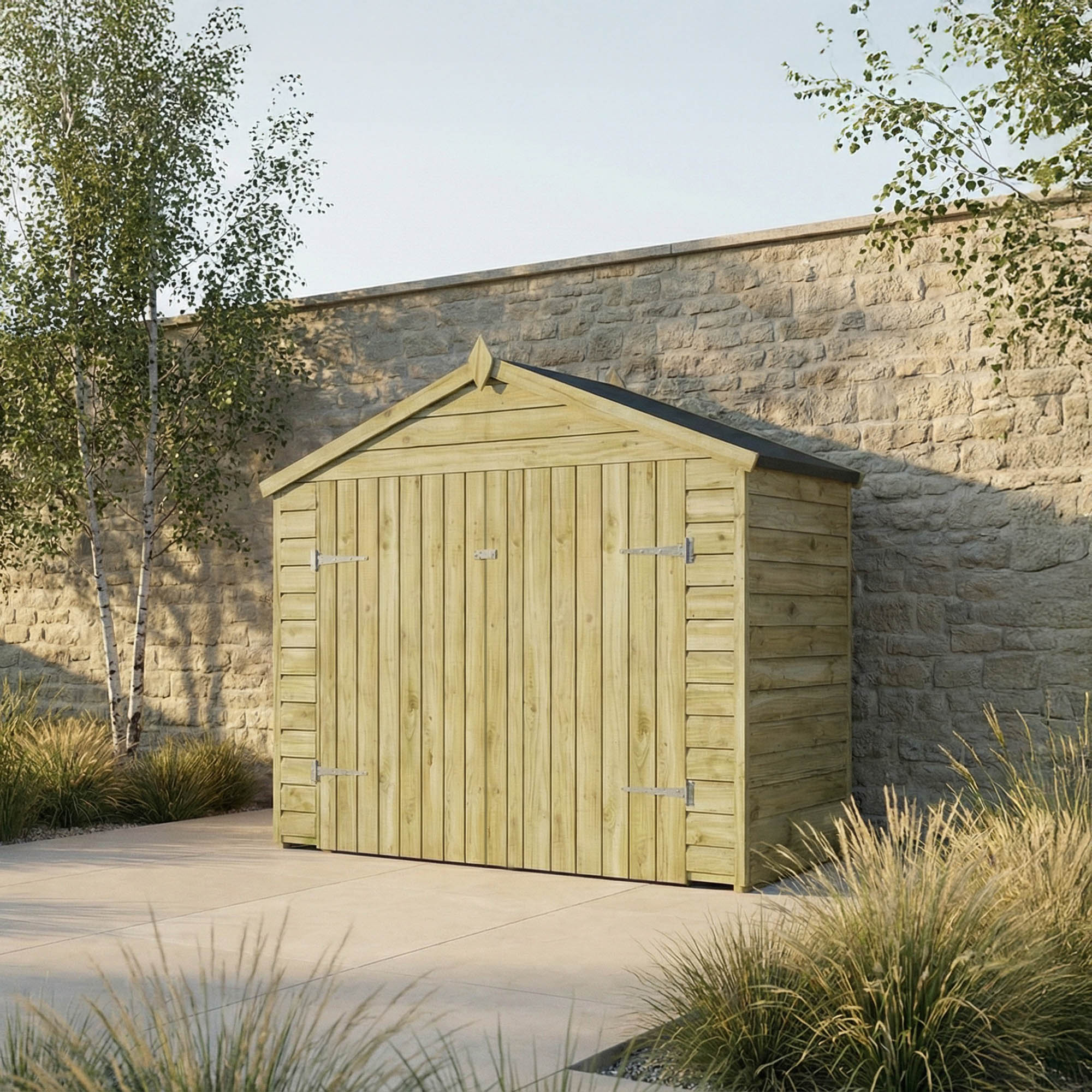 7 x 3 Value Overlap Double Door Apex Wooden Bike Shed