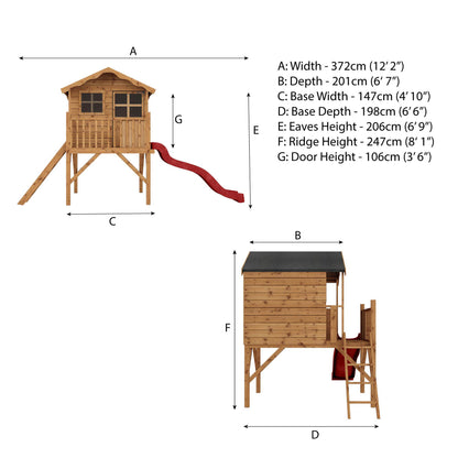 Poppy Tower Wooden Playhouse with Slide