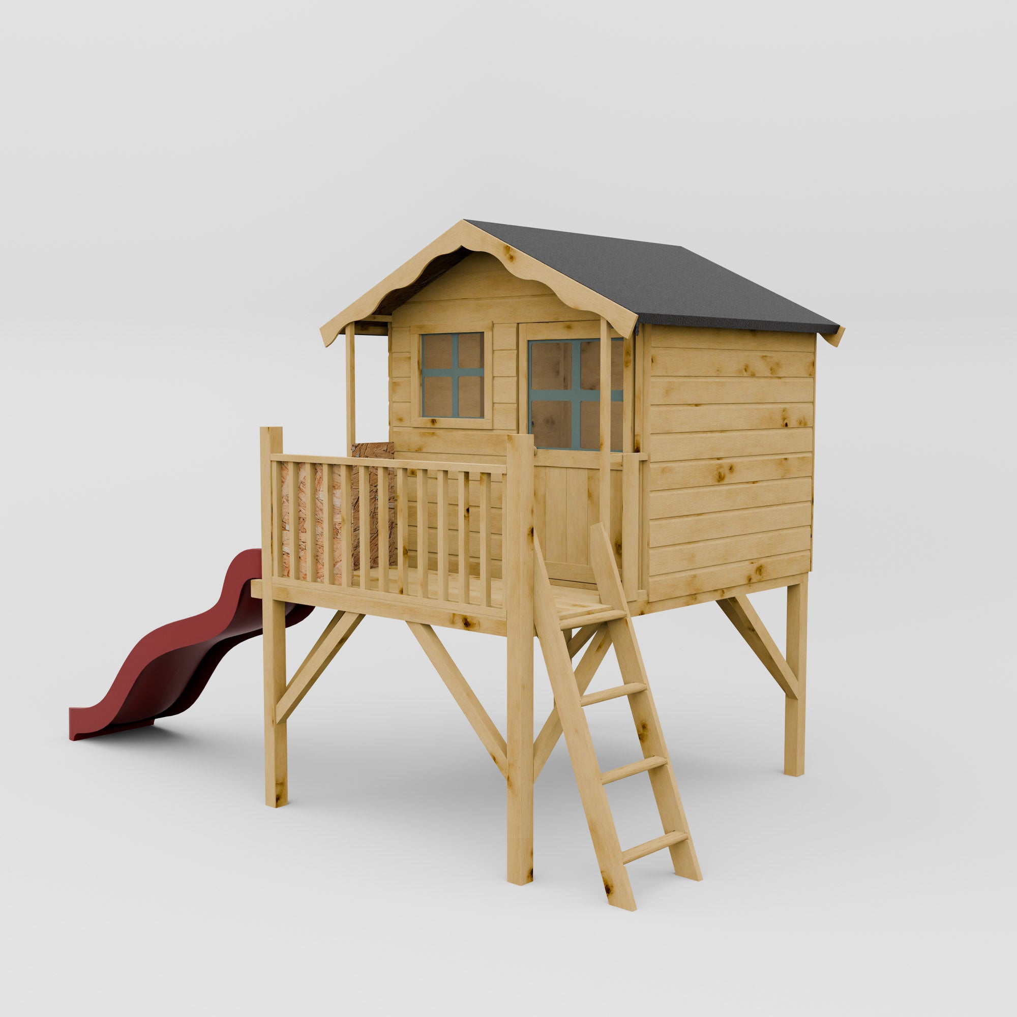 Poppy Tower Wooden Playhouse with Slide