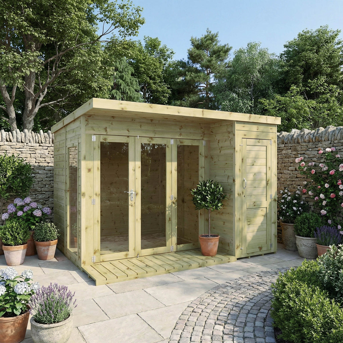 Contemporary Summerhouse Side Shed