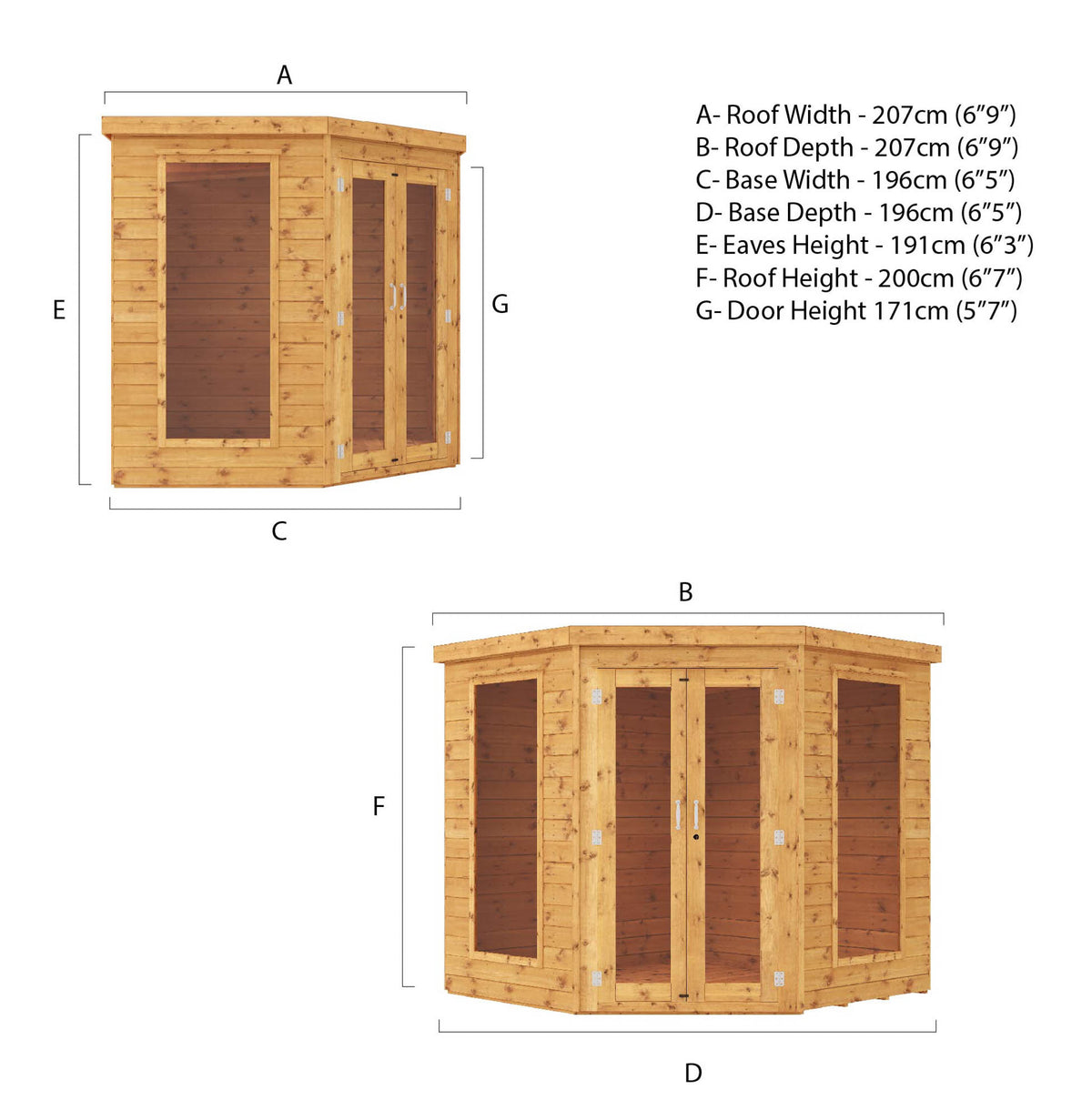 Refurbished Driftwood 7 x 7 Premier Corner Summerhouse
