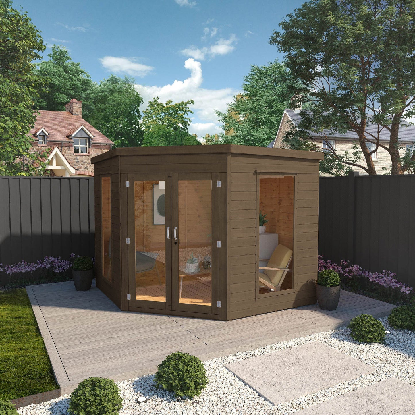 8 x 8 Ready Painted Corner Summerhouse