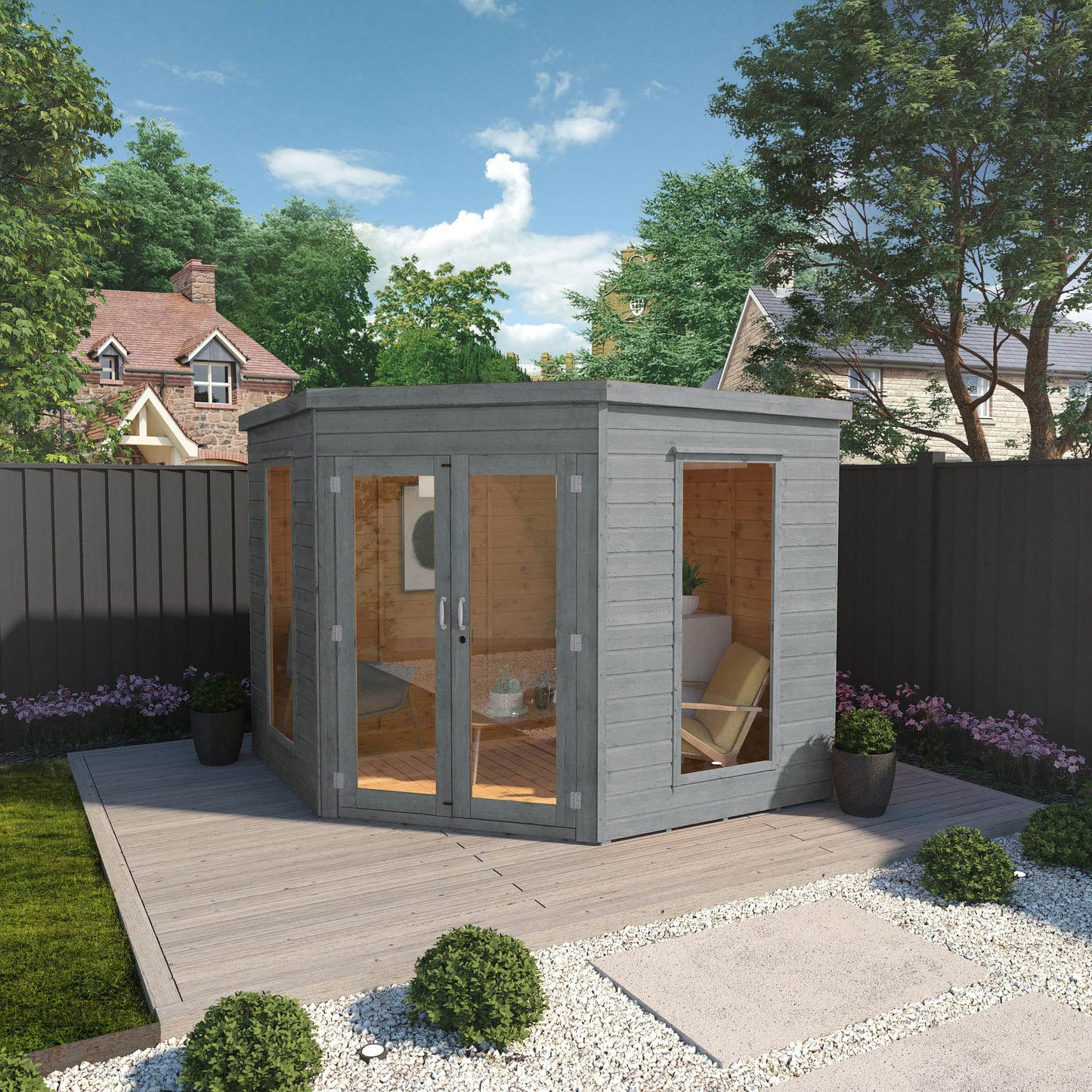 8 x 8 Ready Painted Corner Summerhouse