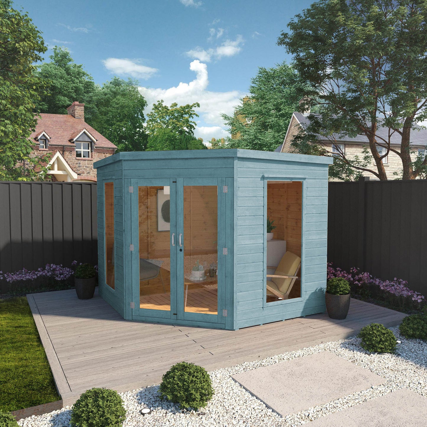 8 x 8 Ready Painted Corner Summerhouse