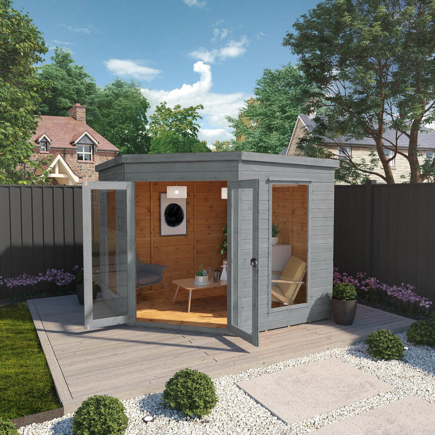 8 x 8 Ready Painted Corner Summerhouse