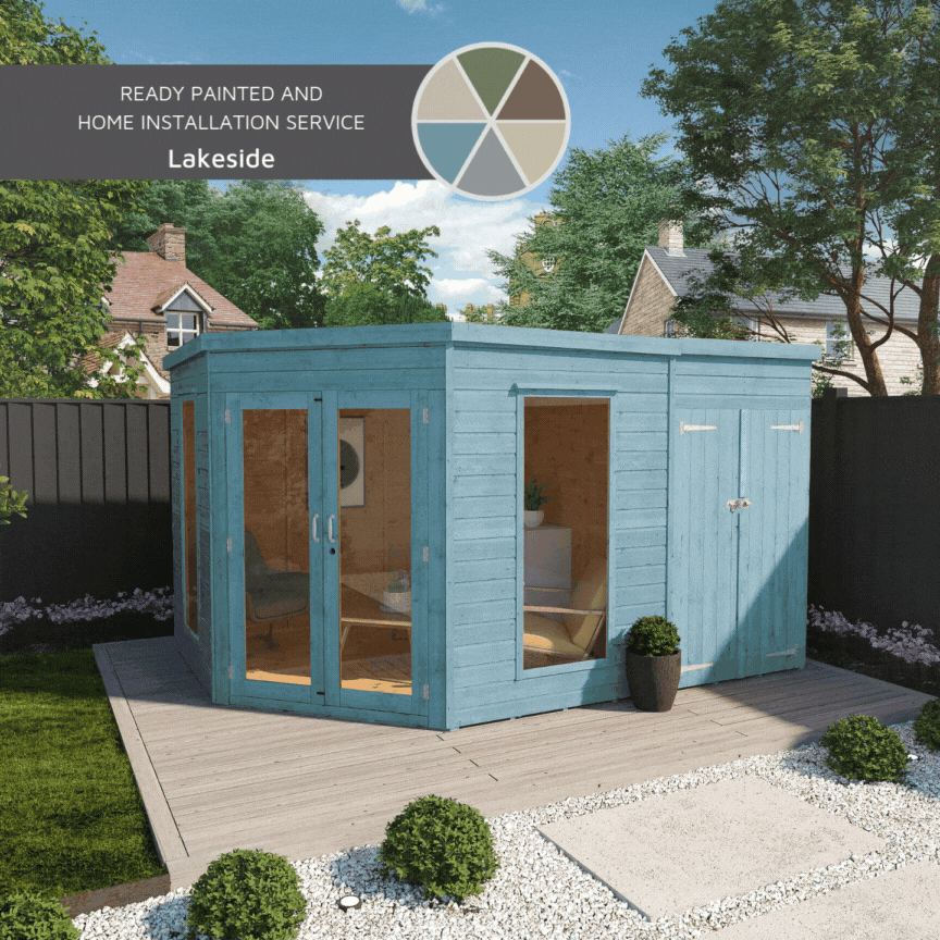 12 x 8 Premium Corner Summerhouse With Side Shed