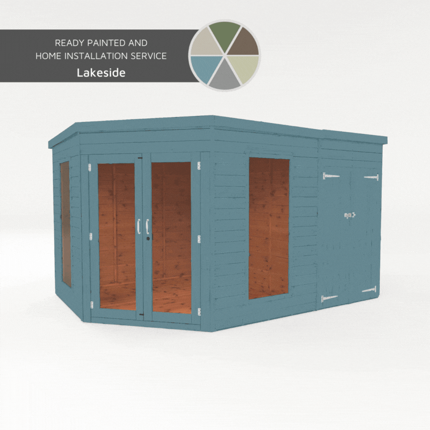12 x 8 Premium Corner Summerhouse With Side Shed