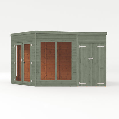 Refurbished Castle Green 13 x 9 Premium Corner Summerhouse Side Shed Right