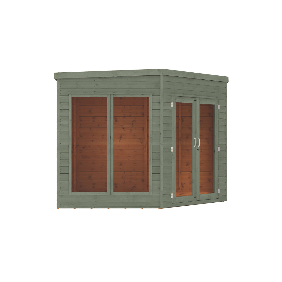 Refurbished Castle Green 13 x 9 Premium Corner Summerhouse Side Shed Right
