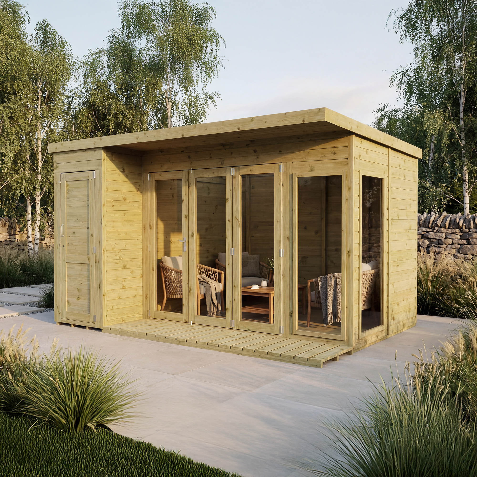 Contemporary Summerhouse with Side Shed