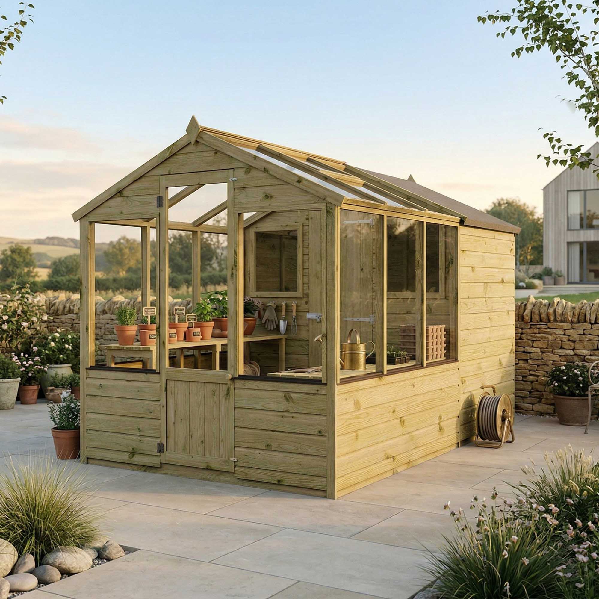 Shiplap Combi Greenhouse & Wooden Storage Shed