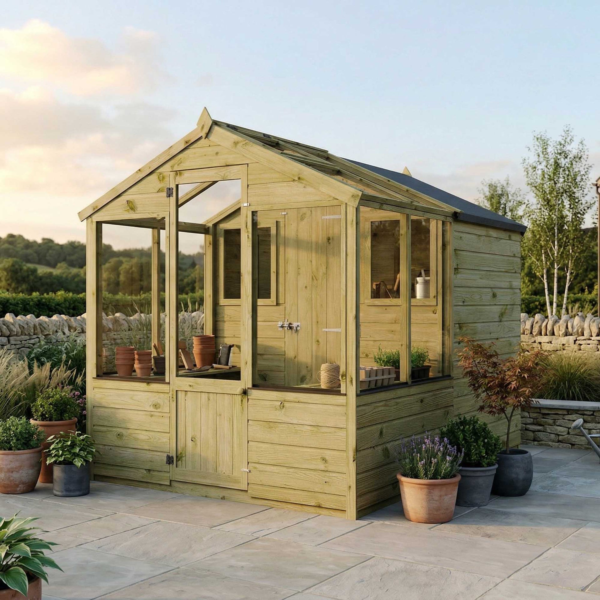 Shiplap Combi Greenhouse & Wooden Storage Shed