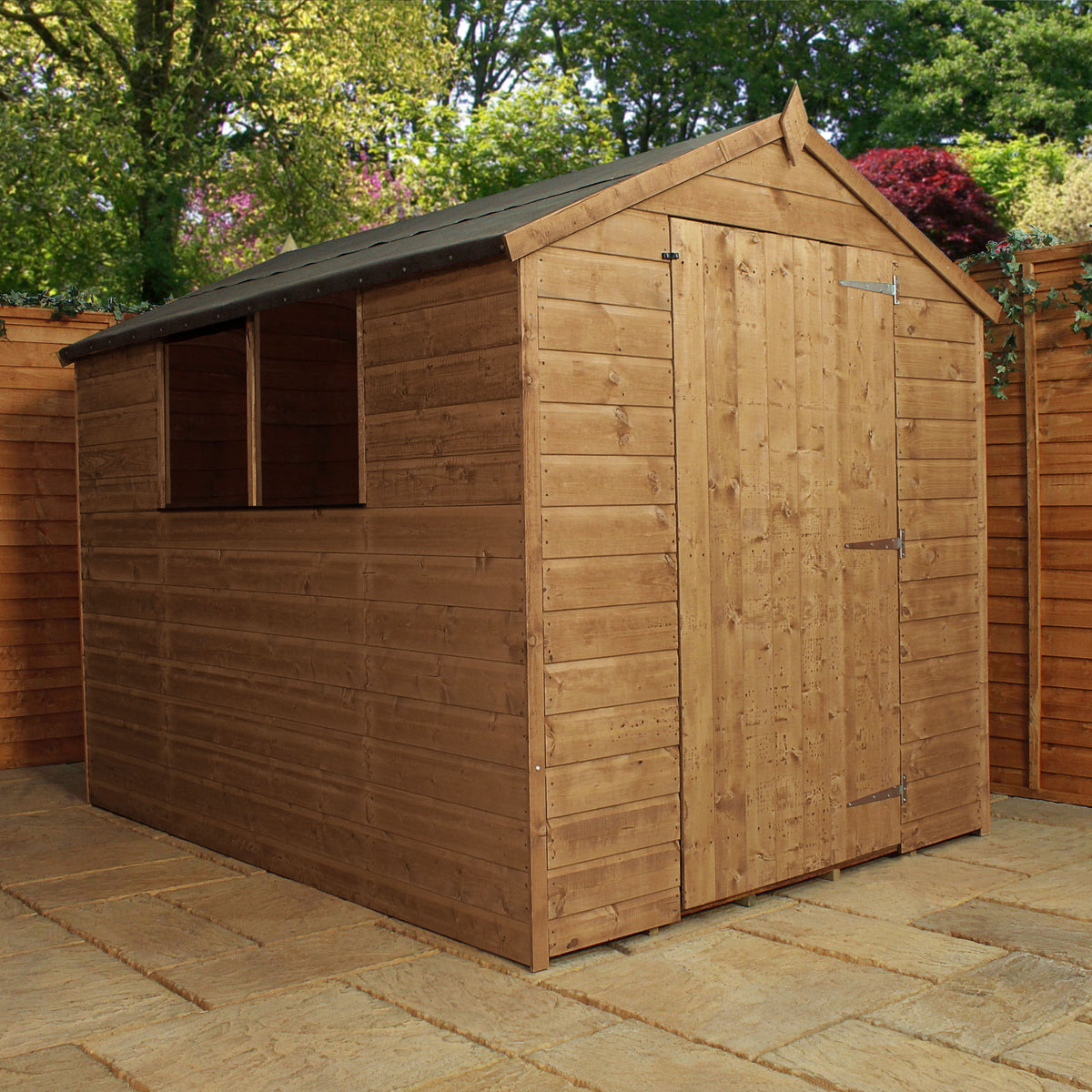 6 x 8 Refurbished Pressure Treated Reverse Overlap Single Door Apex Wooden Shed
