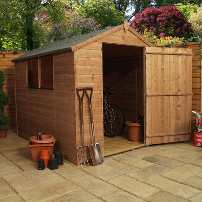 6 x 8 Refurbished Pressure Treated Reverse Overlap Single Door Apex Wooden Shed