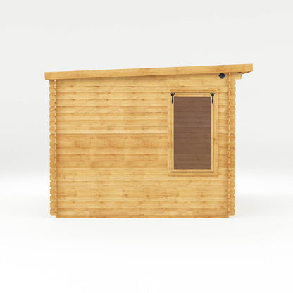 5.1m x 3m Pent Log Cabin with Side Shed