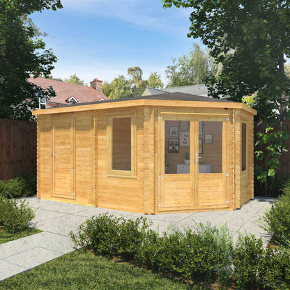 The Goldcrest 5m x 3m Log Cabin with Side Shed