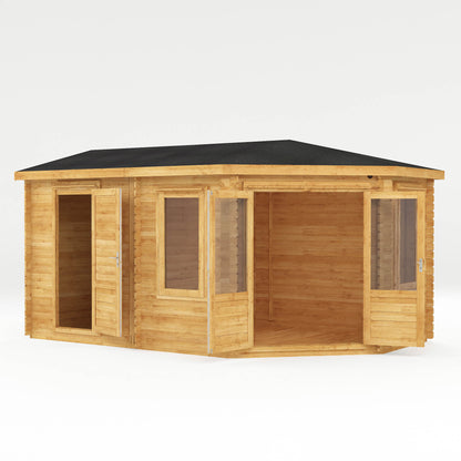 The Goldcrest 5m x 3m Log Cabin with Side Shed