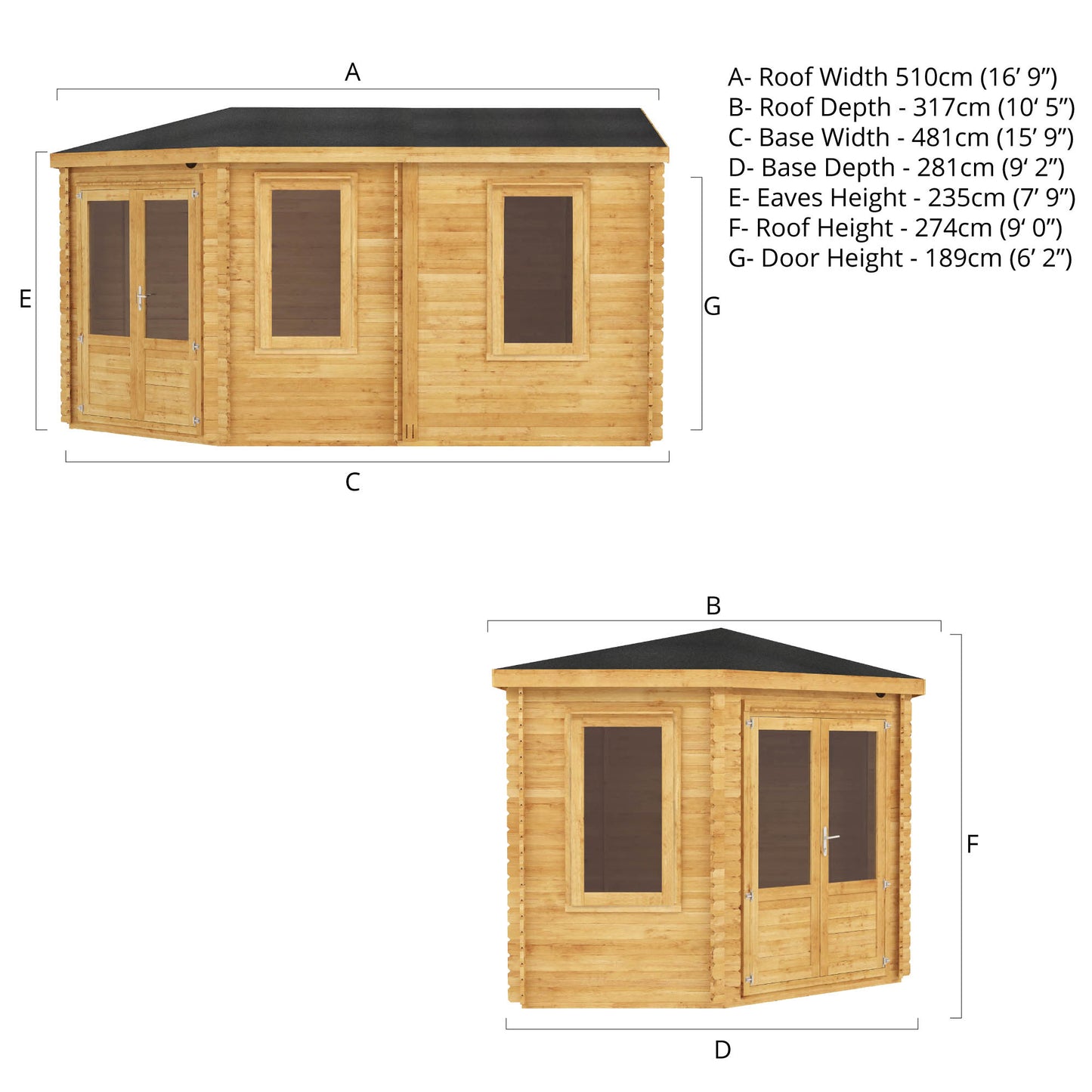 The Goldcrest 5m x 3m Log Cabin