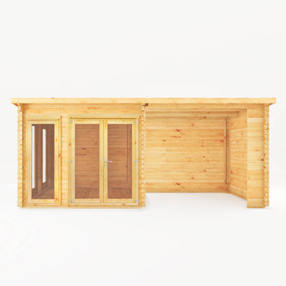 The 6 x 3m Wren Log Cabin with Patio Area