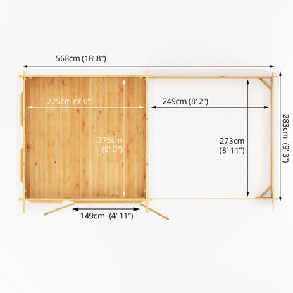 The 6 x 3m Wren Log Cabin with Patio Area