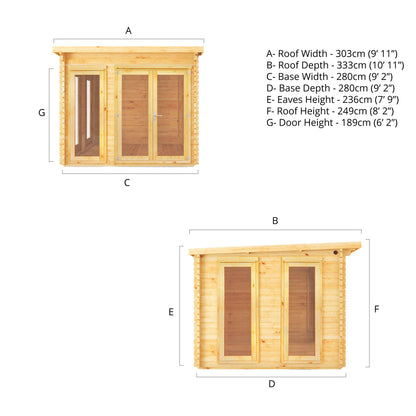 The 3m x 3m Wren Pent Log Cabin