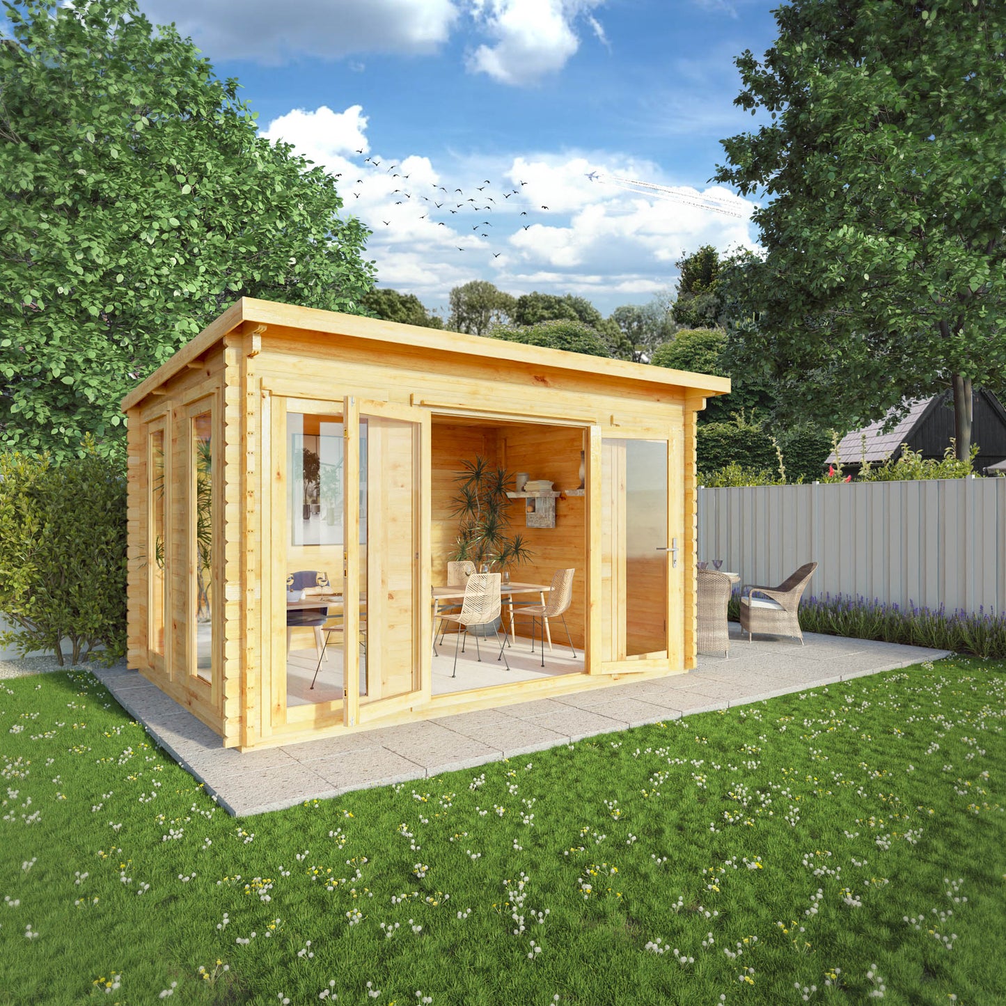 The 4m x 3m Wren Pent Log Cabin