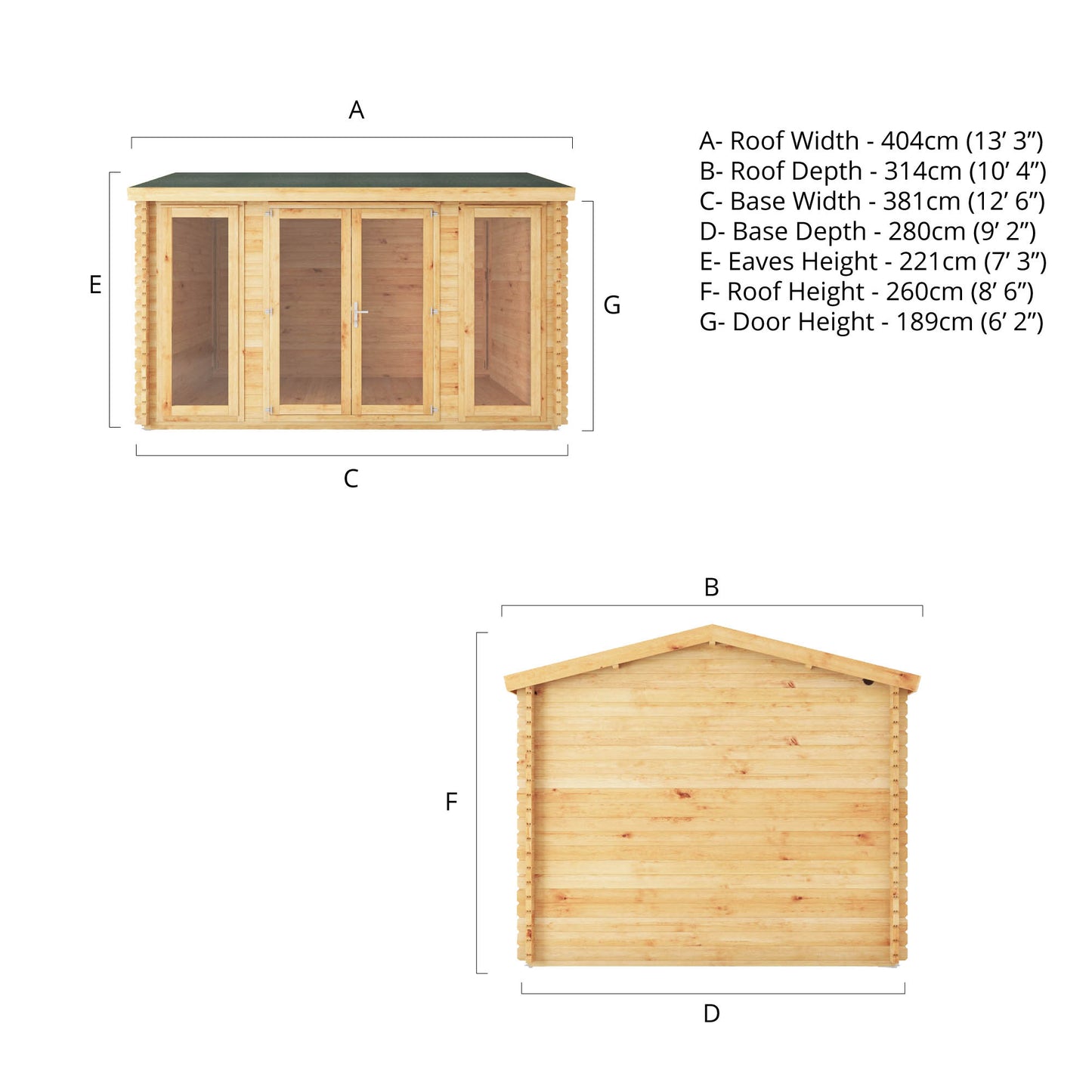 The 4m x 3m Dove Log Cabin