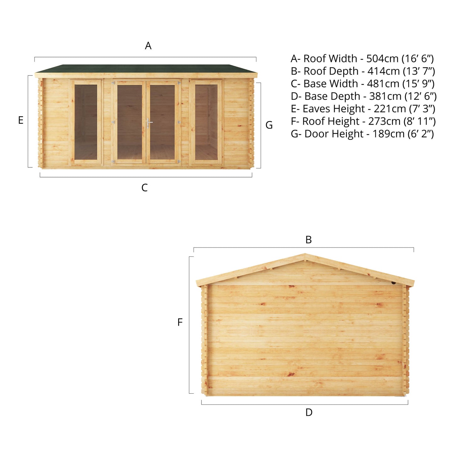 The Dove 5m x 4m Log Cabin