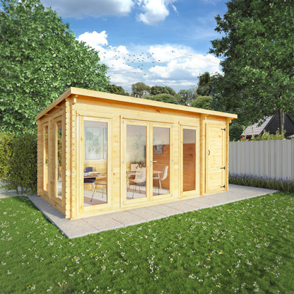 The 5.1m x 3m Wren Log Cabin with Side Shed