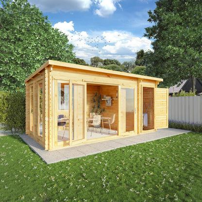 The 5.1m x 3m Wren Log Cabin with Side Shed