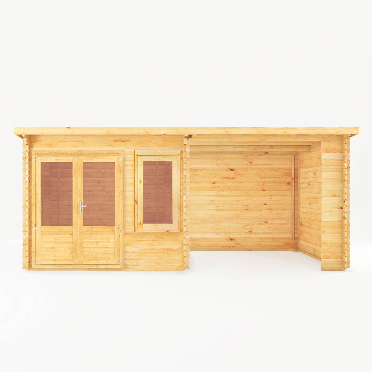 The 6m x 3m Cuckoo Pent Log Cabin with Patio Area
