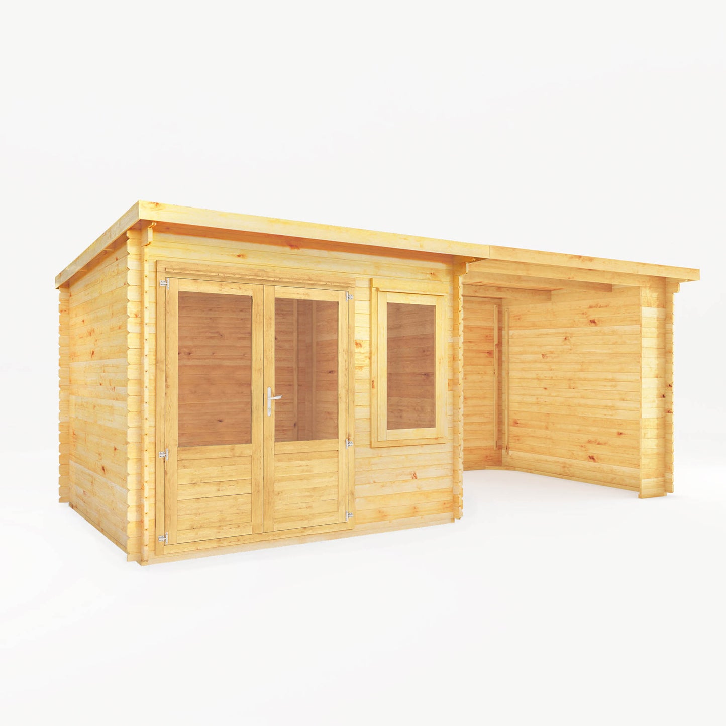 The 6m x 3m Cuckoo Pent Log Cabin with Patio Area
