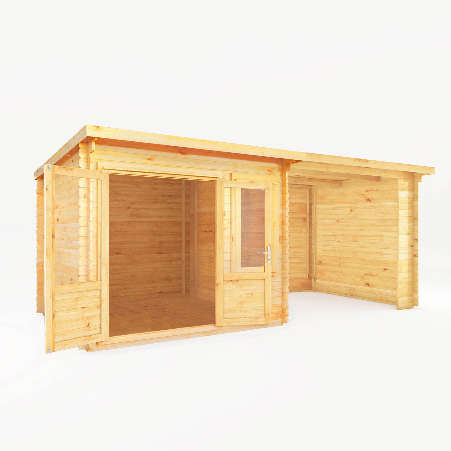 The 6m x 3m Cuckoo Pent Log Cabin with Patio Area