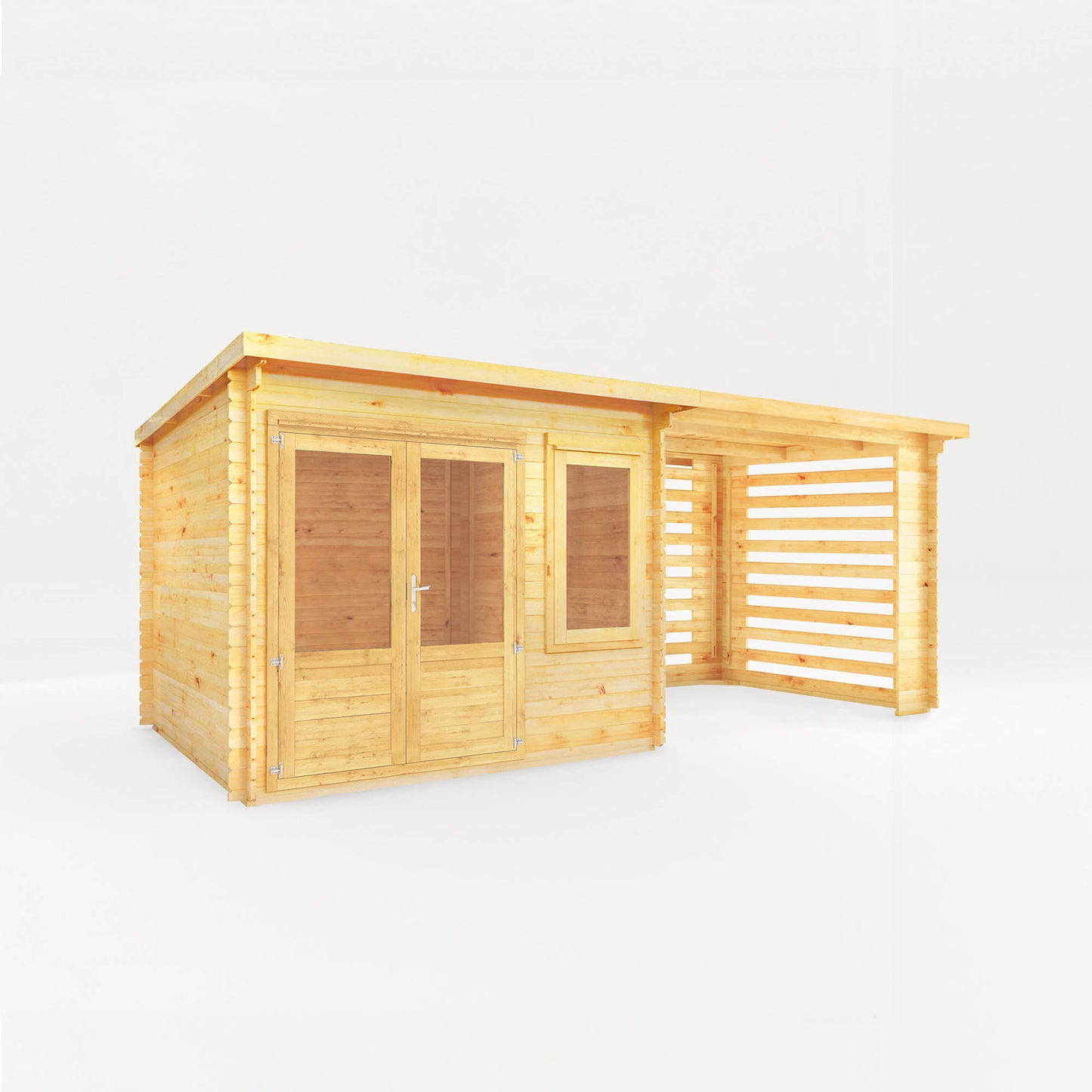 The 6m x 3m Cuckoo Pent Log Cabin with Slatted Area