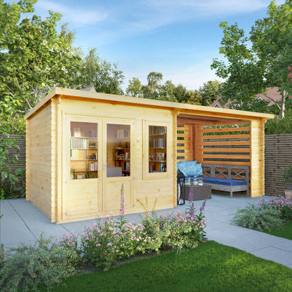 The 6m x 3m Cuckoo Pent Log Cabin with Slatted Area