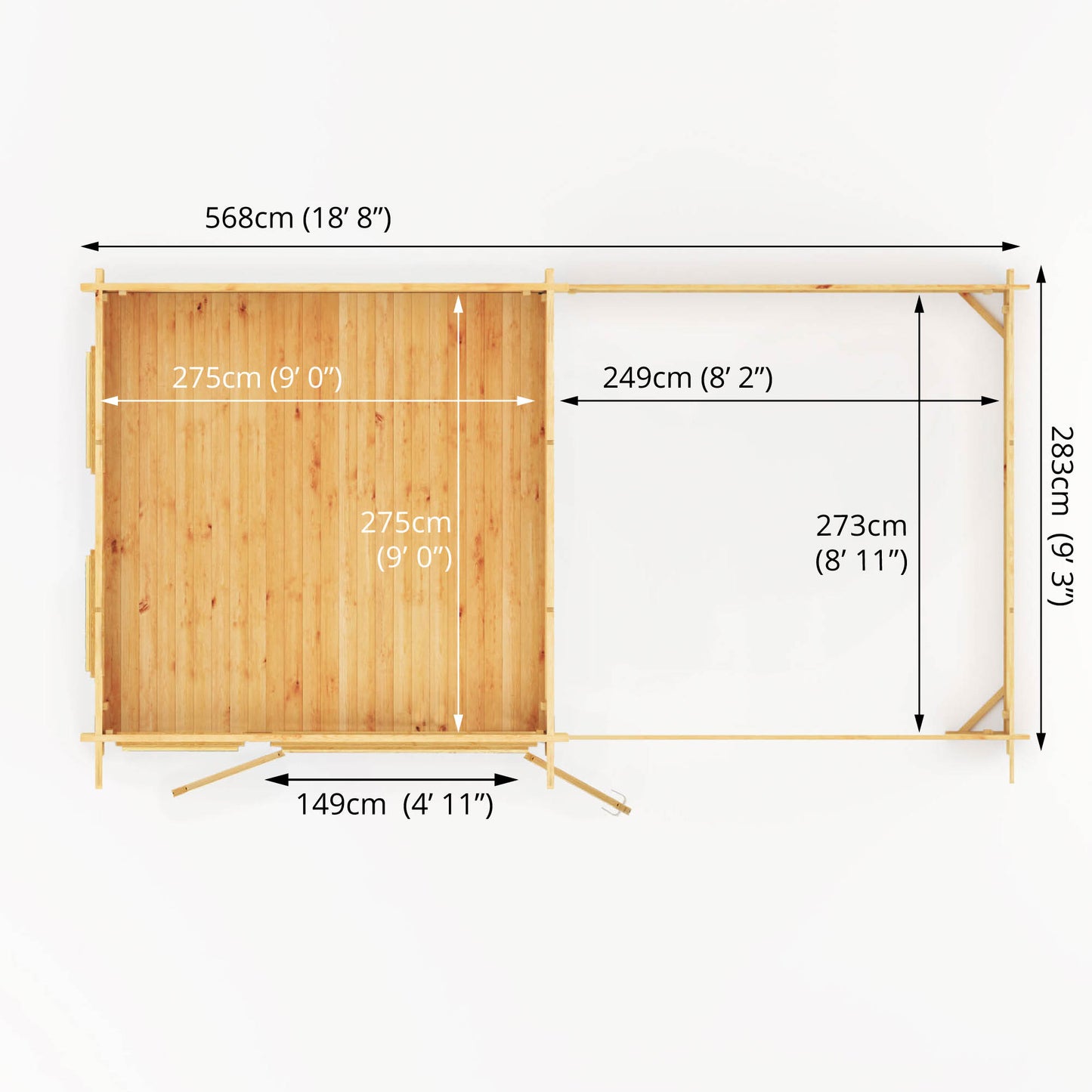 The 6m x 3m Wren Log Cabin with Slatted Area