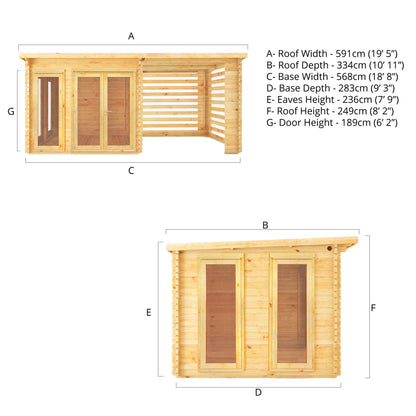 The 6m x 3m Wren Log Cabin with Slatted Area