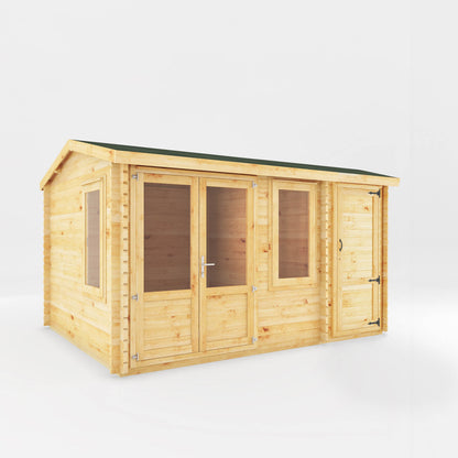 The 4.1m x 3m Robin Log Cabin with Side Shed